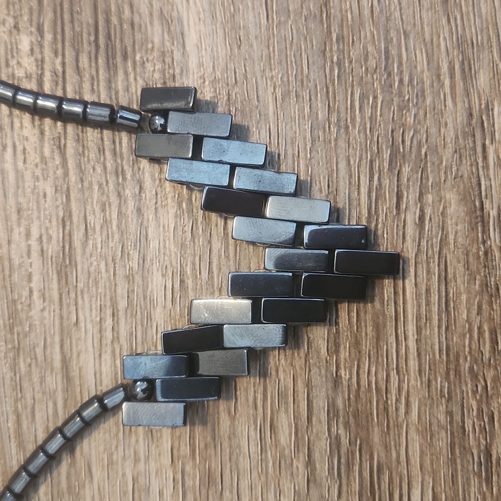 Metallic Hematite Necklace and Earrings - Picture 5 of 10